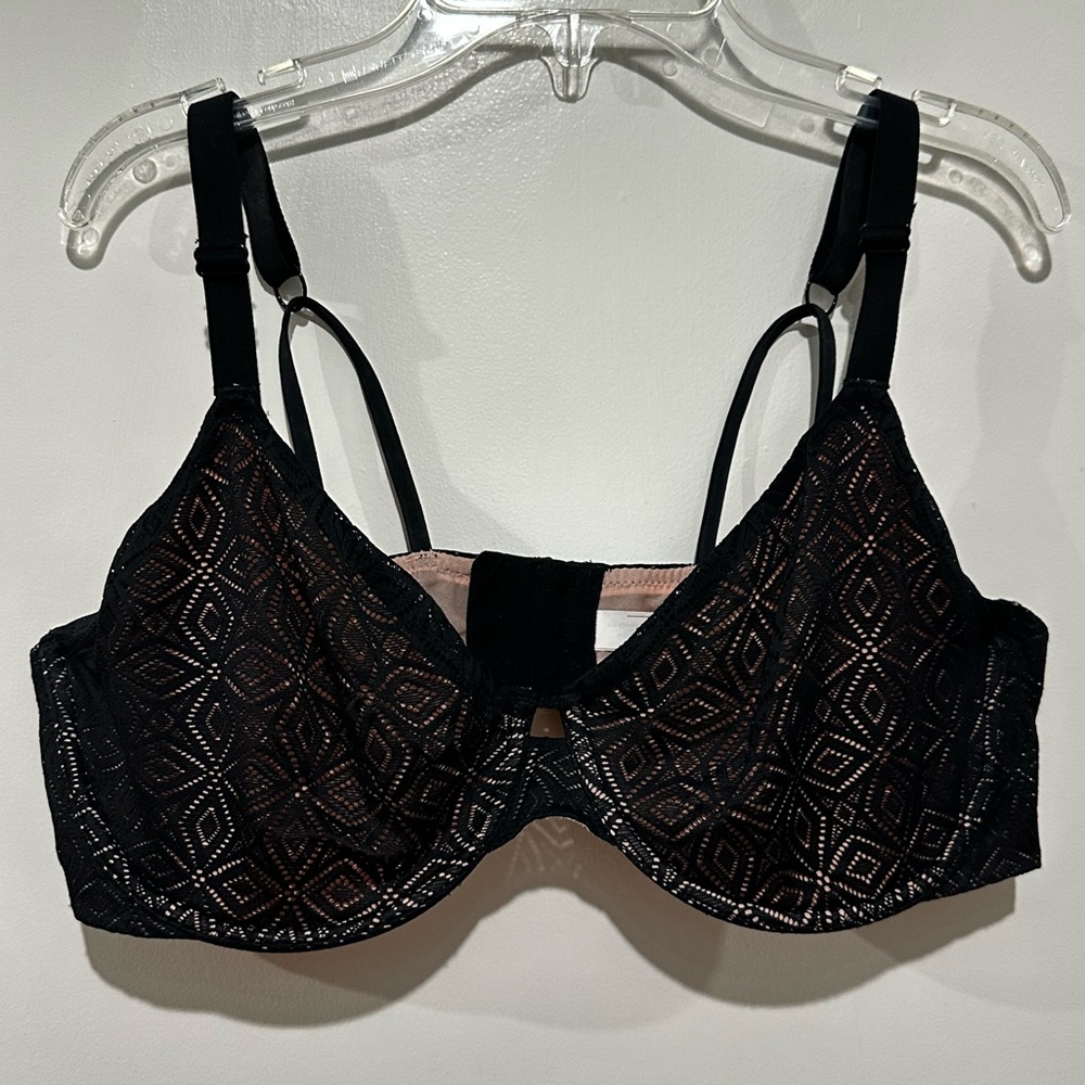 Women’s Auden 38D Black & Blush Lace Underwire Bra, Pristine Condition